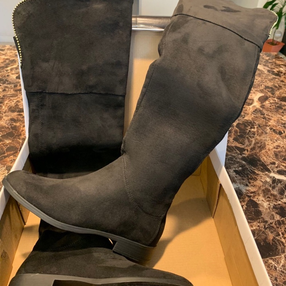 XOXO Womens Tristen Tall Studded Zipper Over-The-Knee Boots - Black US Size 6.5